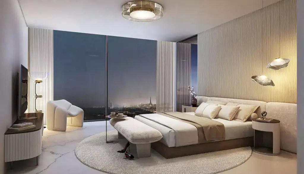 Luxurious modern bedroom in Address Point Properties, Dubai.