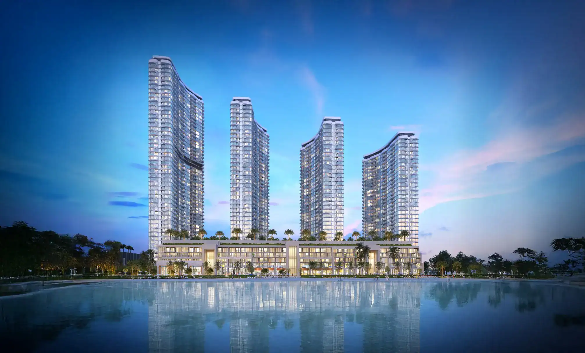 Luxurious high-rise residential towers at Address Point Properties, Dubai skyline view.