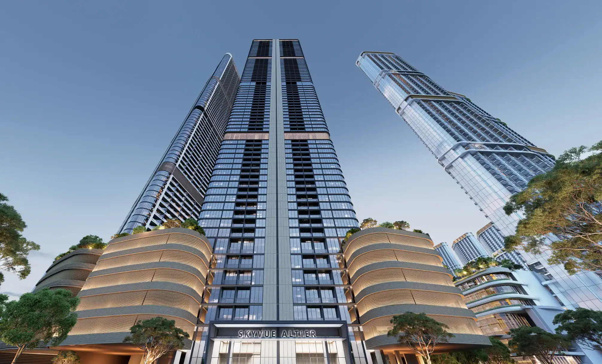 Luxurious skyscraper exterior in Dubai, modern Address Point Properties building.