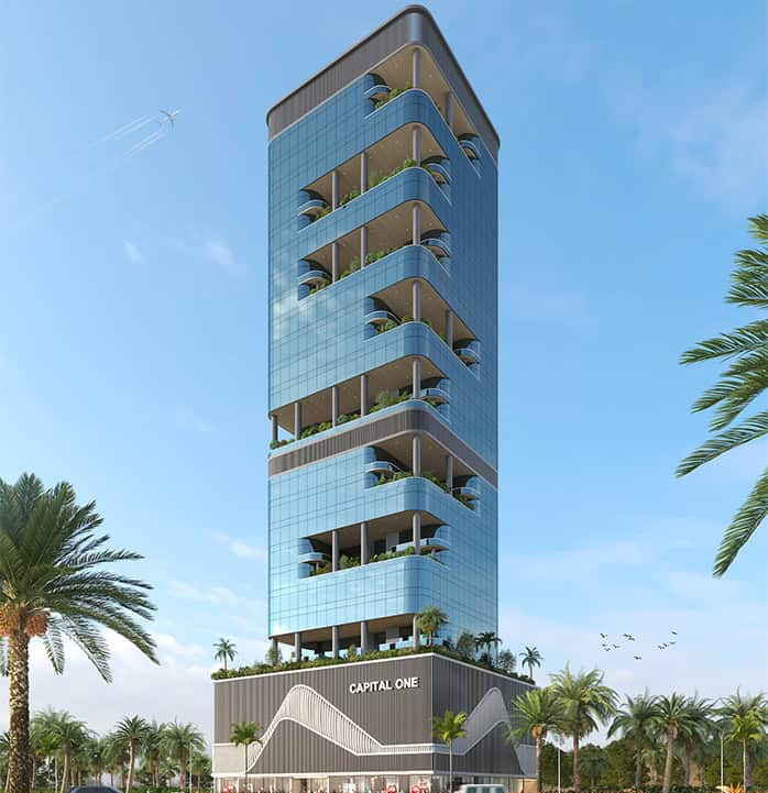Luxury modern Address Point Properties tower with glass facade in Dubai.