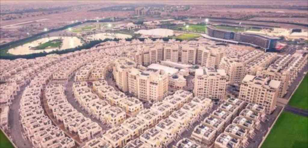 Aerial view of villas and low-rise homes in Khalifa City, Abu Dhabi