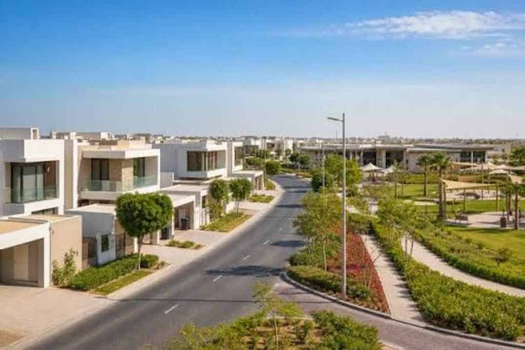 Villas and landscaped streets in Mohammed Bin Zayed City (MBZ City), Abu Dhabi