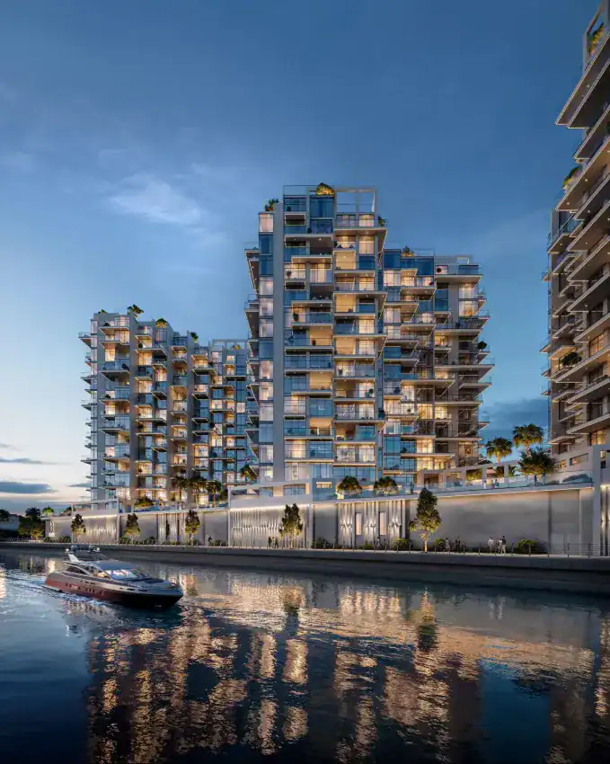 Bab Al Qasr Canal View Residence 22 by Burtville at night, Al Raha Beach