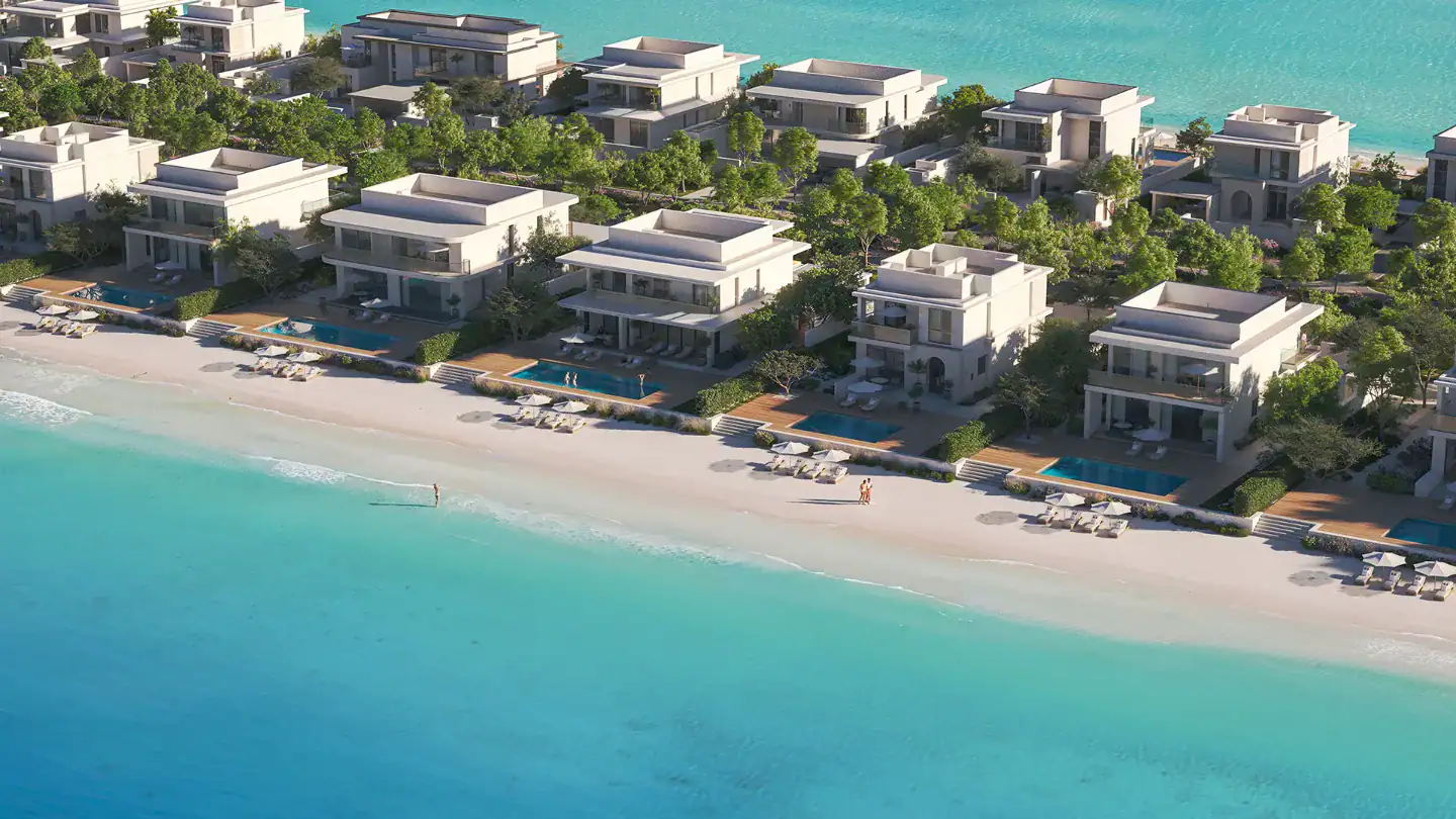 Beachfront villas with private pools on Ramhan Island by Eagle Hills