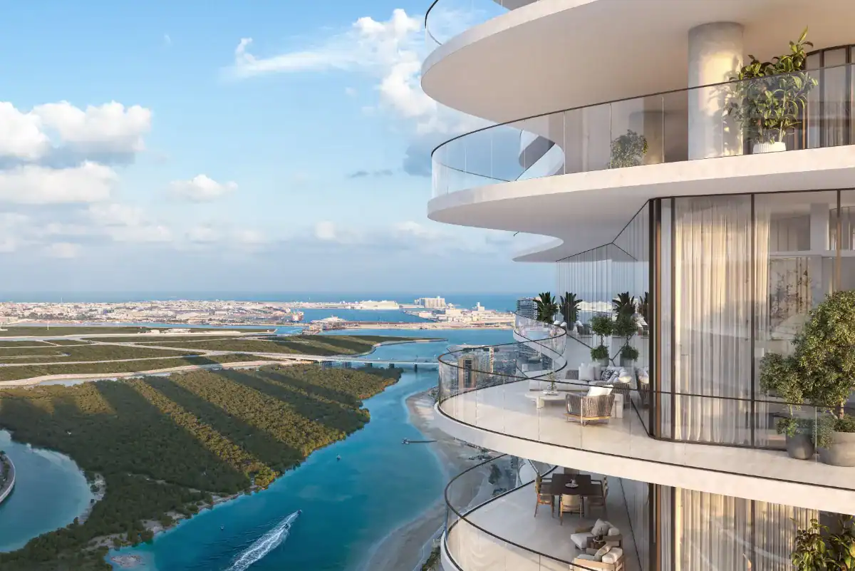 SAAS Heights curved terraces with views over the Reem Island mangroves