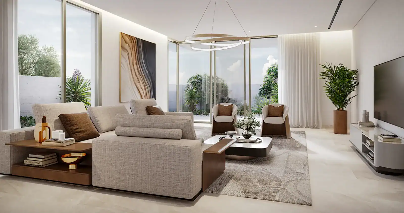 Family lounge interior in a Talay villa, Marsa Al Saadiyat